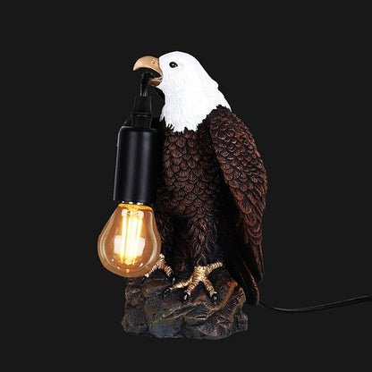 Jorunhe Bird Table Lamp - Resin American Eagle Night Light with E12 Bulb, Crow Table Lamp for Bedroom, Living Room, Cafe, Office Home Decor 7.9" Height
