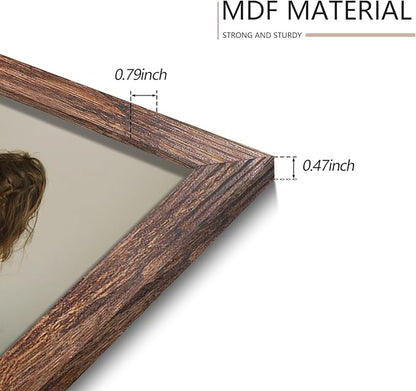 YESKAY 11x14 Picture Frame Set of 9, Photo Gallery Wall Frame Set, Display Pictures 8x10 with Mat or 11 x 14 Without Mat, Multi Photo Frames for Wall Mounting or Table Top Display, Rustic Brown