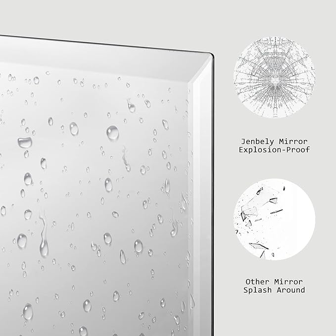 30x36 Inch Rectangle Frameless Mirror, Beveled Bathroom Mirror, Frameless Wall Mirror with 1" Beveled Edge for Bathroom Vanity, Entryway, Living Room