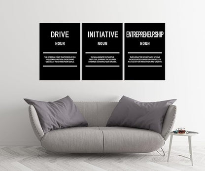 Entrepreneurship Initiative Drive Inspirational Canvas Wall Art 3 Panel Motivational Leadership Print Poster Painting Modern Inspiring Artwork for Home Office Living Room Wall Decor[60''Wx 28''H]