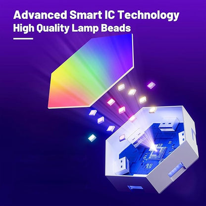 Hexagon Light Panels Expansion 4 LED Panels, Hexagon LED Wall Lights Dreamcolor Effects, Smart Gaming Lights Music Sync for Gaming Room Setup (No Controller/Remote)