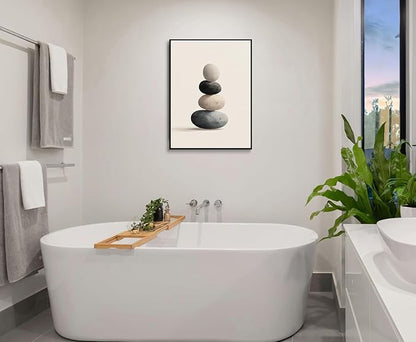 Stacked Rocks Canvas Wall Art Prints Posters Painting Framed Artwork Minimalist Wall Decor Modern Contemporary Zen Abstract Kitchen and Living Room Bedroom Office Home Decoration Gifts 16x24 Inches