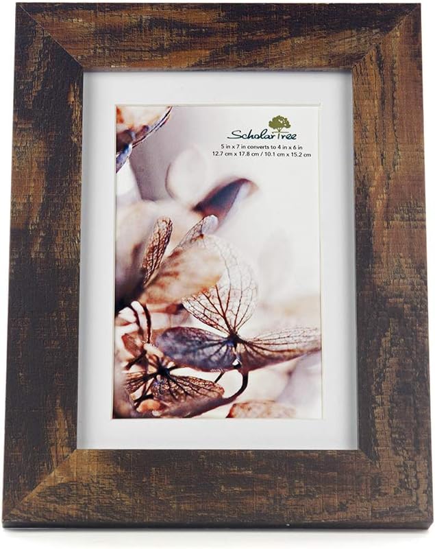 brown 5x7 Picture Frame set of 3,Display 5x7 without Mat or 4x6 with Mat