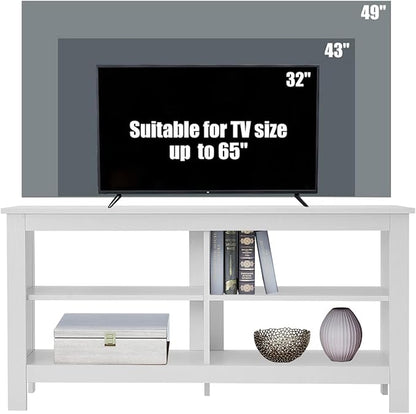 Gyger 43 Inches TV Stand,Mid Century Modern Entertainment Center with 4 Open Shelves Farmhouse TV Media Console Table for Living Room,Bedroom,Television Stand up to 50 Inches(White)