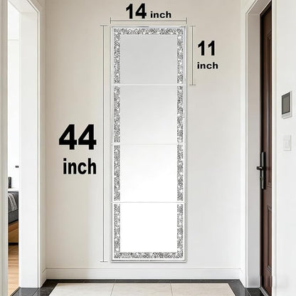 ZOLAPI Glamorous Crystal Crush Diamond Design – Adorned with Sparkling Crushed Diamond Trim Along the Edges, This Frameless Mirror adds a Touch of Luxury and Elegance to Any Space(11x14 inch 4pcs)