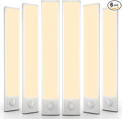 6 Pack Under Cabinet Lights Wireless, 68 LED Motion Sensor Light Indoor Rechargeable Magnetic Closet Lights Battery Operated, Under Counter Lights for Kitchen, Wardrobe, Stairs, Warm Light