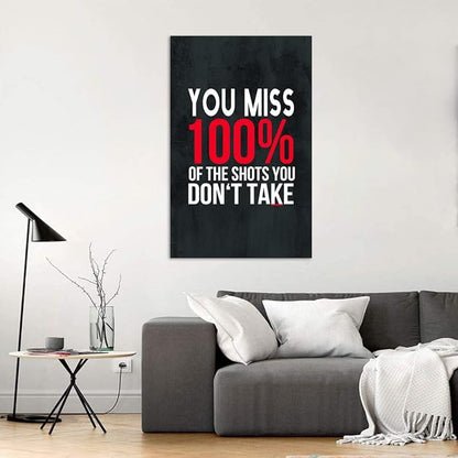 Michael Scott Framed Poster Wayne Gretzky Funny Print Art You Miss 100% Of The Shots You Don’t Take Easy Inspirational Canvas Giclee Office Artwork HD Print Modern Home Decor Easy to Hang-28"Wx44"H