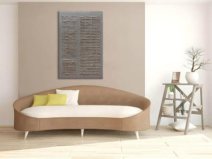 Slyart 100% Hand-Painted Beige and White Texture Abstract Wall Art Oil Painting 45x30 inch Contemporary Minimalist Art Home Wall Decoration Painting