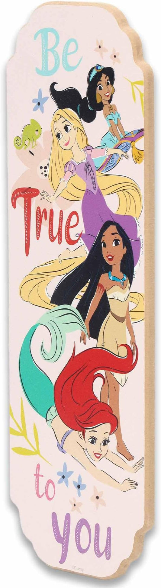 Open Road Brands Disney Princess Be True To You Wood Wall Art - Princess Wall Decor Featuring Jasmine, Rapunzel, Pocahontas, Ariel