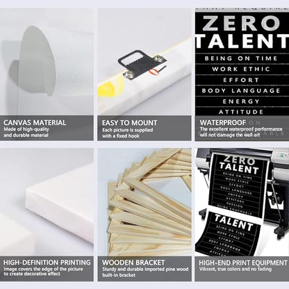 Wall Art for Office - 10 Things that Require Zero Talent Motivational Poster Inspirational Wall Decor Black and White Canvas Prints Modern Entrepreneurs Artwork for Home, Framed & Stretched 18"x 24"