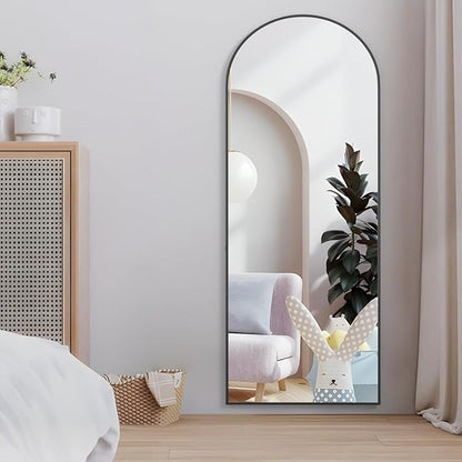 Full Length Mirror 64"x21" Arch Floor Mirror with Stand Arched Mirror Full Body Mirror Black Standing Hanging or Leaning Against Wall for Bedroom Entry, Bedroom, Living Room