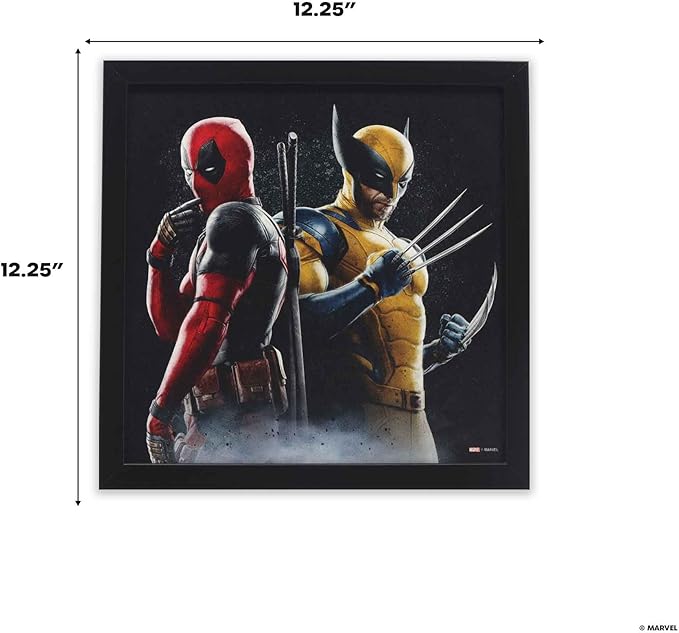 Marvel Deadpool and Wolverine Back to Back Framed Wood Wall Decor - Striking Deadpool Wall Art for Home