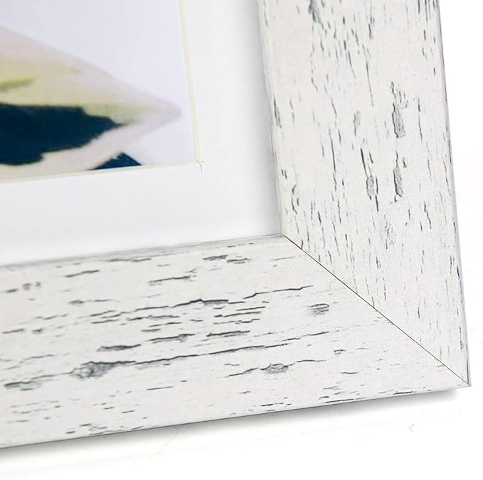 Rustic White 5x7 Picture Frame,Display 5x7 without Mat or 4x6 with Mat
