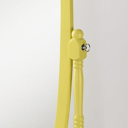 Roundhill Furniture Traditional Queen Anna Style Wood Floor Cheval Mirror, Yellow