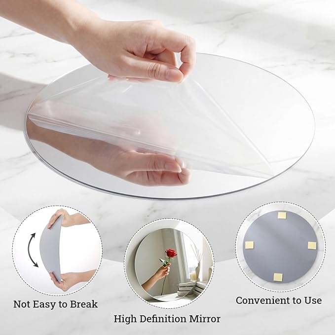 SUREAM Mirror Plates for Centerpieces 12 Inch, 2mm Thick Set of 24 Mirror Centerpieces, Idear for Table Centerpieces, Wedding, Party, Crafts, Wall Decorations