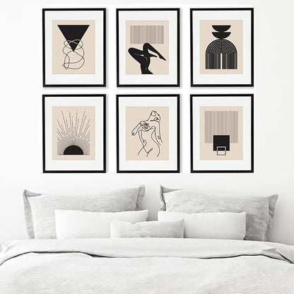 Eleville 8X10 Unframed Set of 6 Minimalist Wall Art Mid Century Art Wall Decor Mid Century Modern Decor Contemporary Wall Art Boho Prints Zen Wall Art wgn554