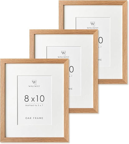 8x10 Picture Frame, Solid Wood 8x10 Photo Frame with Mat, 10 x 8 Picture Frames for Wall and Tabletop Display, Set of 3