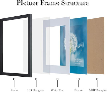 HEART ART 11x14 Picture Frame Set - 9 Frames For 8x10 Pictures, Gallery Wall Display, Black