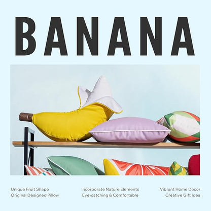 Phantoscope Fruit Outdoor Shaped Pillow Series Banana Shaped Waterproof Outdoor Throw Pillow with Leather Decorative, Cushions for Fun Home Decor for Patio, Pool, Yellow, 20.5 x 6.5 inches
