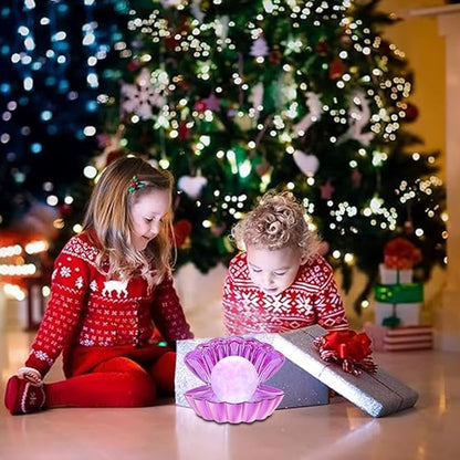 LKUA Shell Pearl Beach Themed Night Light, RGB 8 Colors Changing Mood Shell Pearl Lamps, Bedside LED Clamshell Portable Night Lights for Bar (Electroplating Purple)