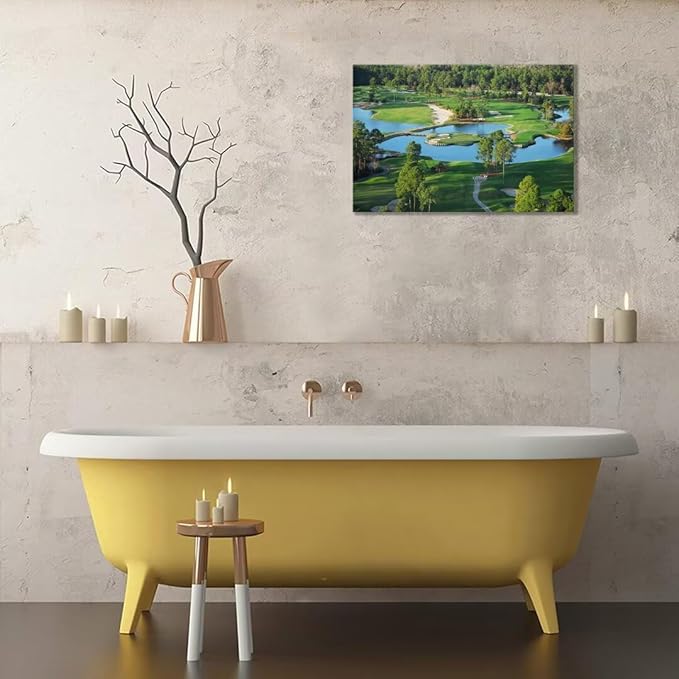 chenchenArt King's North Golf Course Wall Art for Living Room Bedroom Bathroom Home Decorations Myrtle Beach National Club Picture Canvas Prints Modern Artwork Framed Ready to Hang(18''H x 24''W)