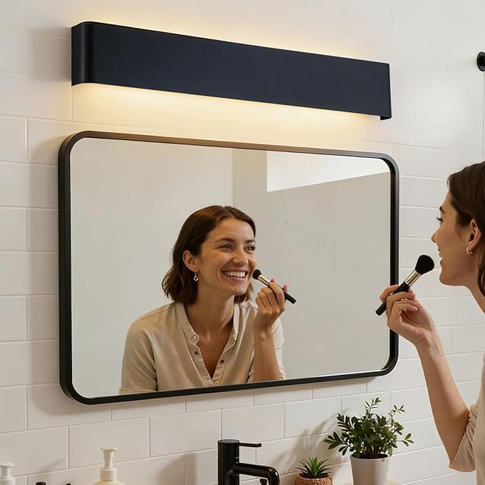 32.6 Inch LED Bathroom Vanity Light, Matte Black Hardwired Vanity Light for Bathroom Over Mirror, 5 CCT Adjustable, 32W 2000LM Aluminum Wall Mounted Light Fixture, Single Pack