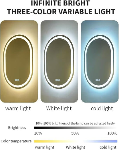 20X28 inches Oval LED Bathroom Mirror with Lights, Anti-Fog, Dimmable, Backlit + Front Lit, Lighted Bathroom Vanity Mirror for Wall, Memory Function, Tempered Glass, Shatter-Proof
