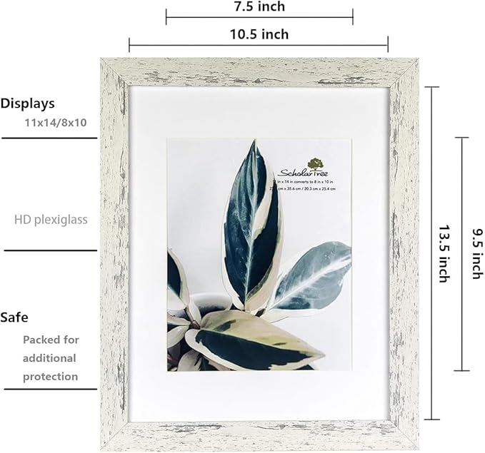 Rustic White Wooden 11x14 Picture Frame set of 3,Display 11x14 without Mat or 8x10 with Mat，Wall Gallery Photo Frames