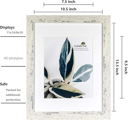 Rustic White Wooden 11x14 Picture Frame set of 3,Display 11x14 without Mat or 8x10 with Mat，Wall Gallery Photo Frames