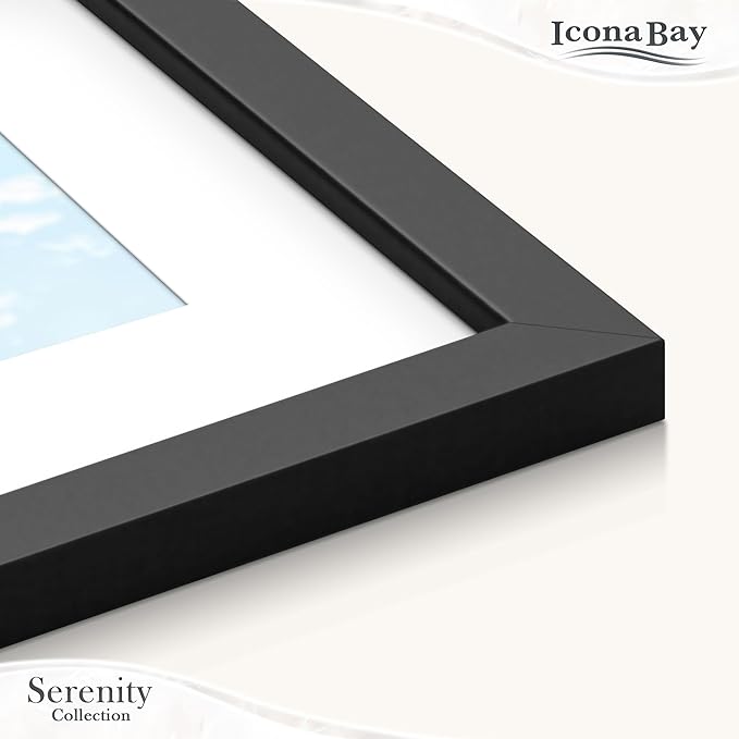 Icona Bay 8x10 Picture Frames w/Removable Mat for 5x7 Photos (Black, 10 Pack), Sleek Modern Style Frames, Table Top or Wall Mount, Serenity Collection