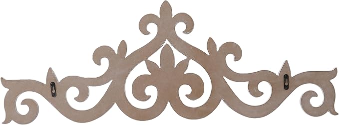 SOFE White Distressed Scroll Over The Door Decor 36 × 13 Inches, Wooden Wall Sculpture, 3D Farmhouse Decor Wall, Large Hanging Artwork for Home, Bathroom, Kitchen, Office
