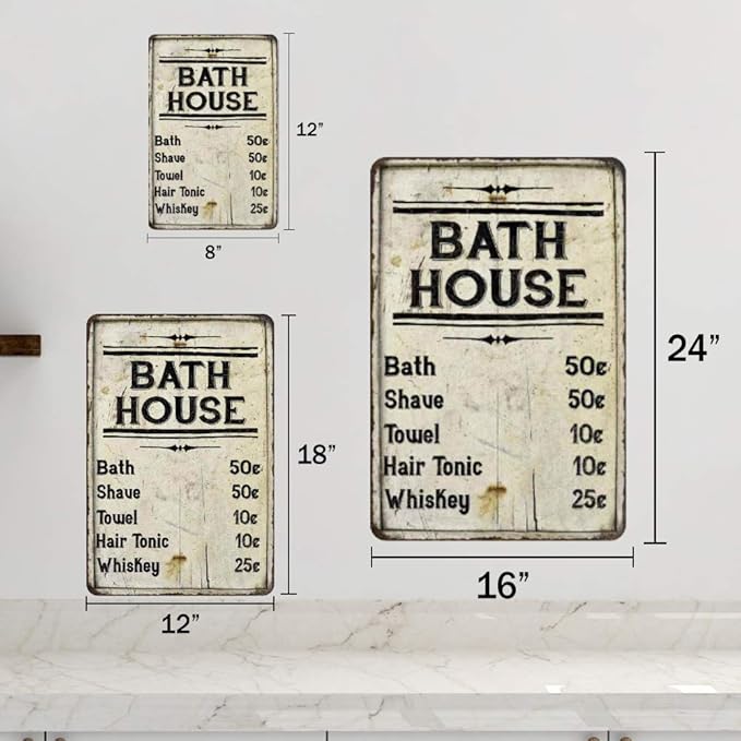 Chico Creek Signs Bath House Price List Sign Vintage Decor Signs Shower Shave House Farmhouse Rustic Bathroom Decorations Wall Art Tin Bathhouse Metal Gift 16 x 24 Matte Finish 116240020175