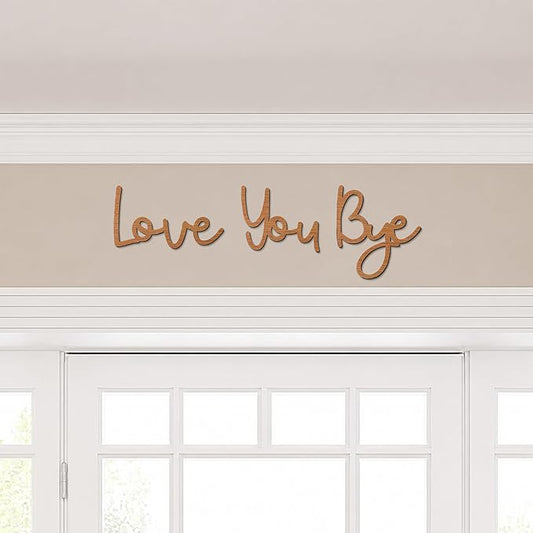 Dripykiaa Love You Bye Wood Sign Home Decor Boho Decor 21.6” Wood Grain Wall Decor Express Love and Warm for Your Family Lovers Wall Art Gift Hallway Entryway Door for Home - Brown