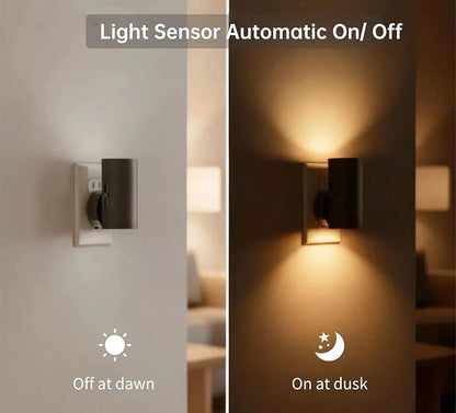 TSEXES LED Night Light Plug in, Night Lights Plug into Wall Dusk to Dawn Sensor,5-300LM Adjustable Brightness, 2700K,Dimmable Night Lights for Kitchen,Hallway Bedroom,Stairway,2 Pack