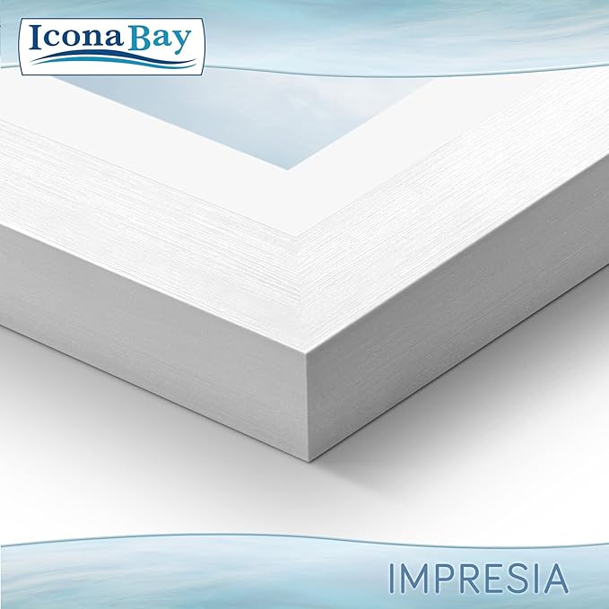 Icona Bay 5x7 Picture Frame Set w/Removable Mat to 4x6 (White, 10 Pack), Simple Modern Design, Table Top Kickstand and Wall Hanging Hooks Included, Impresia Collection