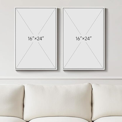 White Framed Blue and Gold Abstract Canvas Wall Art for Bedroom, Set of 2 Modern Minimalist Art Prints Paintings Artwork for Walls, Glitter Pictures for Living Room, Dining Room Wall Decor 16x24 In