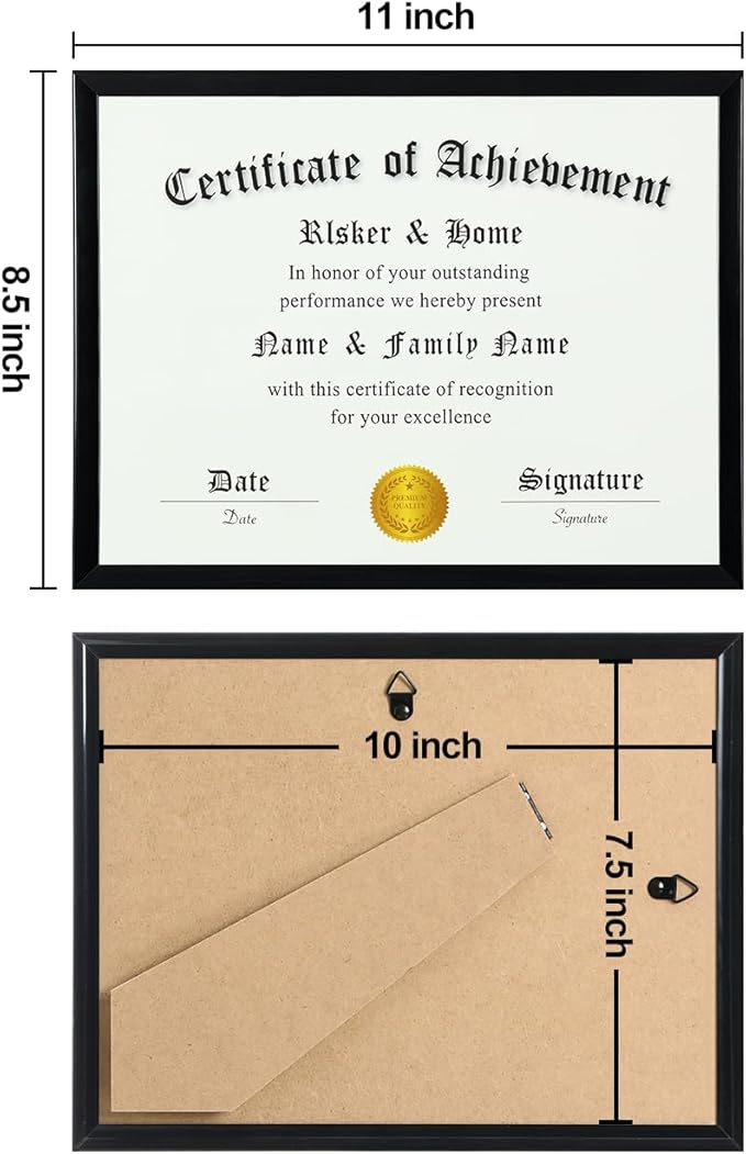 ELSKER&HOME 8.5 x 11 Frame Black 12 Pack, Certificate Award Document Diploma Frame Multi Pack, 8.5x11 Picture Frame for Wall & Tabletop Mounting in Horizontal or Vertical Format