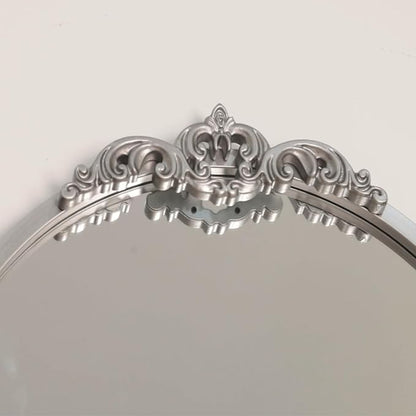 2pcs 26''x20'' Silver Antique Gold Arched Wall Mirror with Metal Flower Carving Frame, Small Vintage Retro Baroque Mirror Ornate, Vanity Mirror for Bathroom, Fireplace,Entryway, Living Room