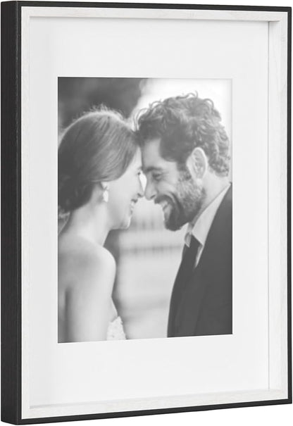 Kate and Laurel Gibson Modern Wall Picture Frame Set of 4; 11x14 matted to 8x10; Black and White; Four-Piece Frame Set for Use as Gallery Wall Frame Set in Living Room Wall Décor