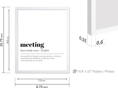 Poster Master Typography Poster - Retro Dictionary Print - Meeting Definition, Assembly of People, Book Page, Funny - Gift for Colleague, Friend - Wall Decor for Home, Office, 8x10 White Framed
