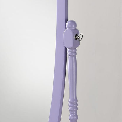 Roundhill Furniture Traditional Queen Anna Style Wood Floor Cheval Mirror, Purple