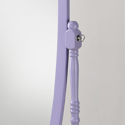 Roundhill Furniture Traditional Queen Anna Style Wood Floor Cheval Mirror, Purple