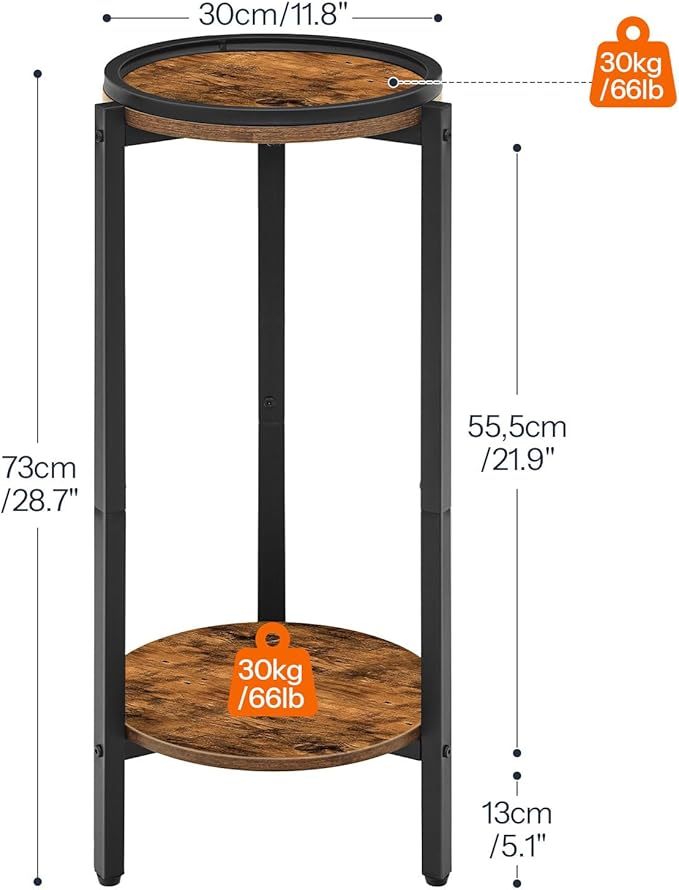 HOOBRO Small Round Side Table for Small Spaces, 28.7" H Tall Coffee Drink Table for Sofa Couch Corner, Circle End Table, Slim Nightstand for Living Room, Bedroom, Rustic Brown BF167BZ01