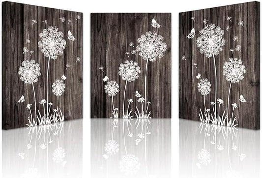 Lapremoly Canvas Wall Art for Living Room Wall Decor for Bedroom Vintage Dandelion Paintings Modern Office Wall Decor 3 Piece Framed Canvas Art Prints Ready to Hang Pictures Room Home Decorations