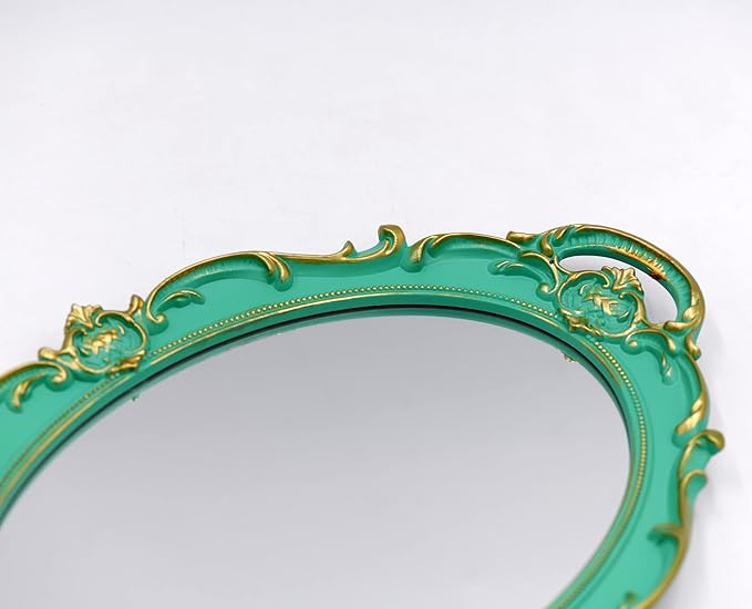 YCHMIR Vintage Mirror Small Wall Mirror 14.5 x 10 inches Oval Green