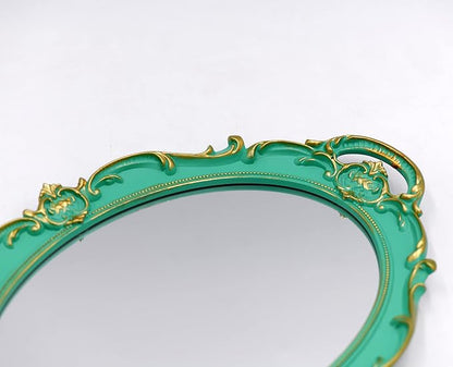 YCHMIR Vintage Mirror Small Wall Mirror 14.5 x 10 inches Oval Green
