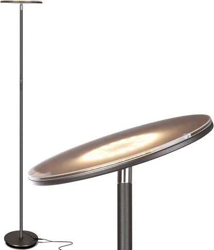 Brightech Sky LED Floor lamp, Torchiere Super Bright Floor Lamp for Living Room Decor & Office - Dimmable, Tall Standing Lamp with Warm Light for Bedroom & Reading - Bronze