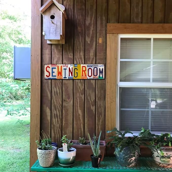 Vintage Sewing Room Metal Tin Signs Street Signs Home Wall Decor Sewing Lovers Gifts for Home Bar Cafe Farm Store Garage Club 4 x 16 Inches