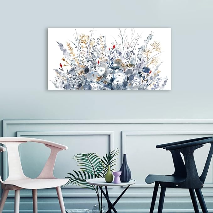 Yearainn Watercolor Botanical Floral Canvas Art, 48"L x 24"W, for Living Room, Bedroom, Office, Wall Decor