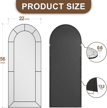 Wall Mirror,Full Length Floor, Window Pane for Living Room Decor, Decorative Wall Art, Large Wall for Bedroom, Hallway, Living Room Arch-56"X22"